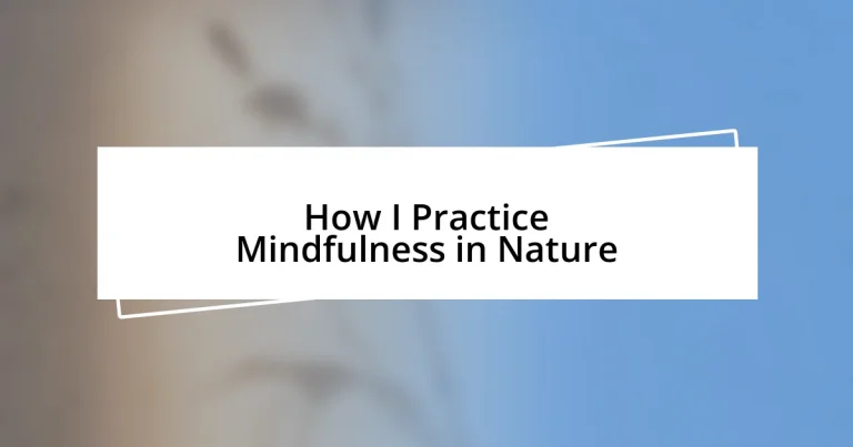 How I Practice Mindfulness in Nature