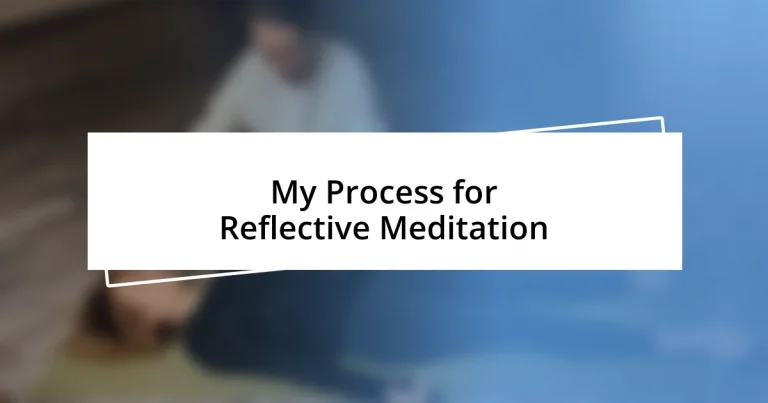 My Process for Reflective Meditation