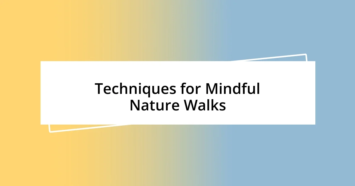 Techniques for Mindful Nature Walks