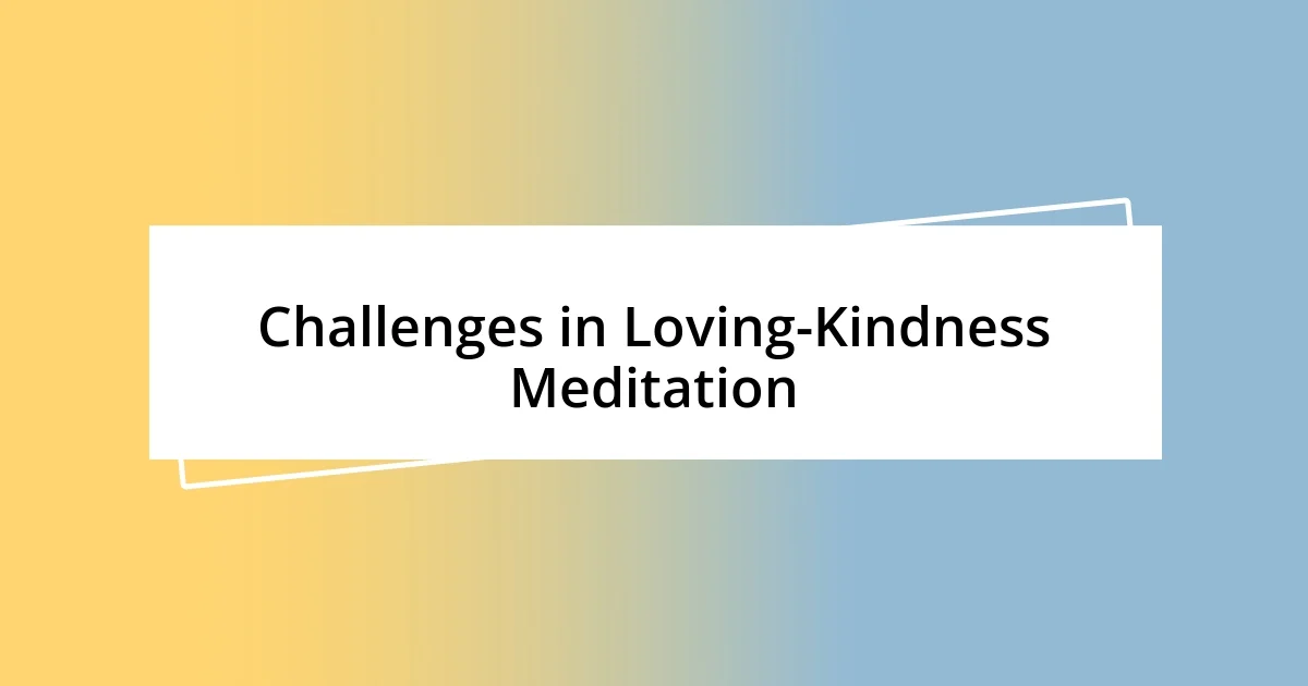 Challenges in Loving-Kindness Meditation