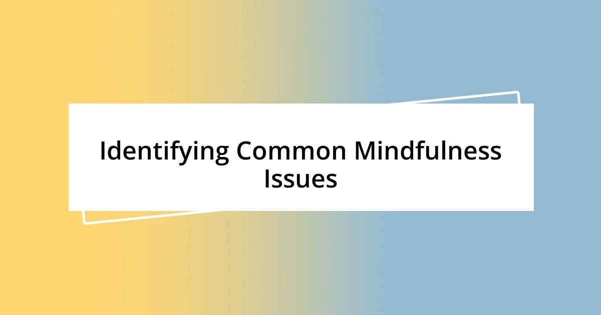 Identifying Common Mindfulness Issues