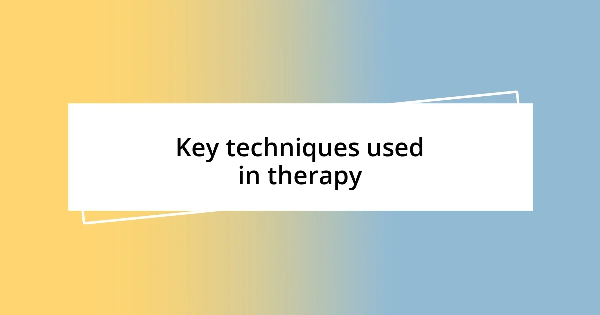 Key techniques used in therapy