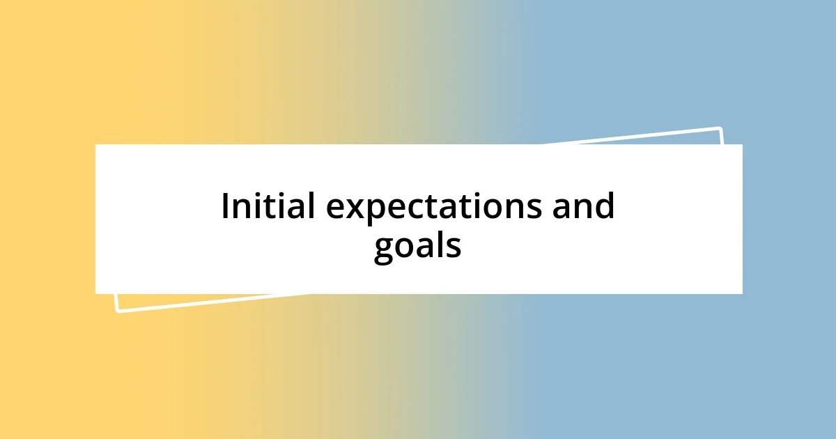 Initial expectations and goals