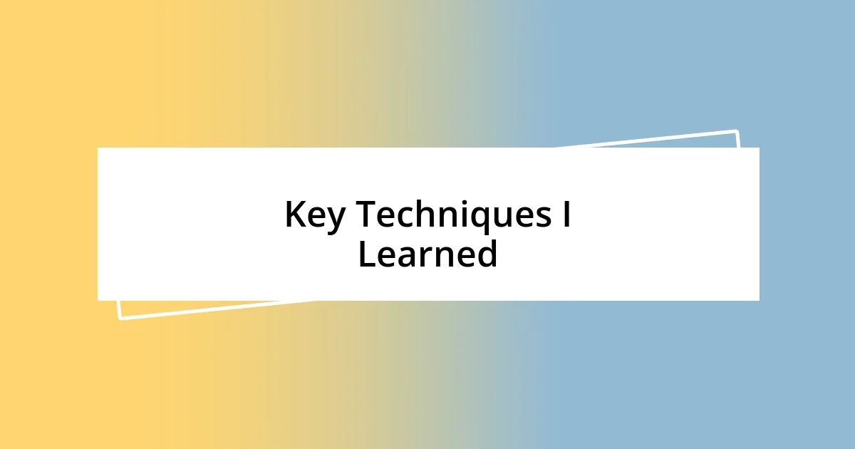 Key Techniques I Learned