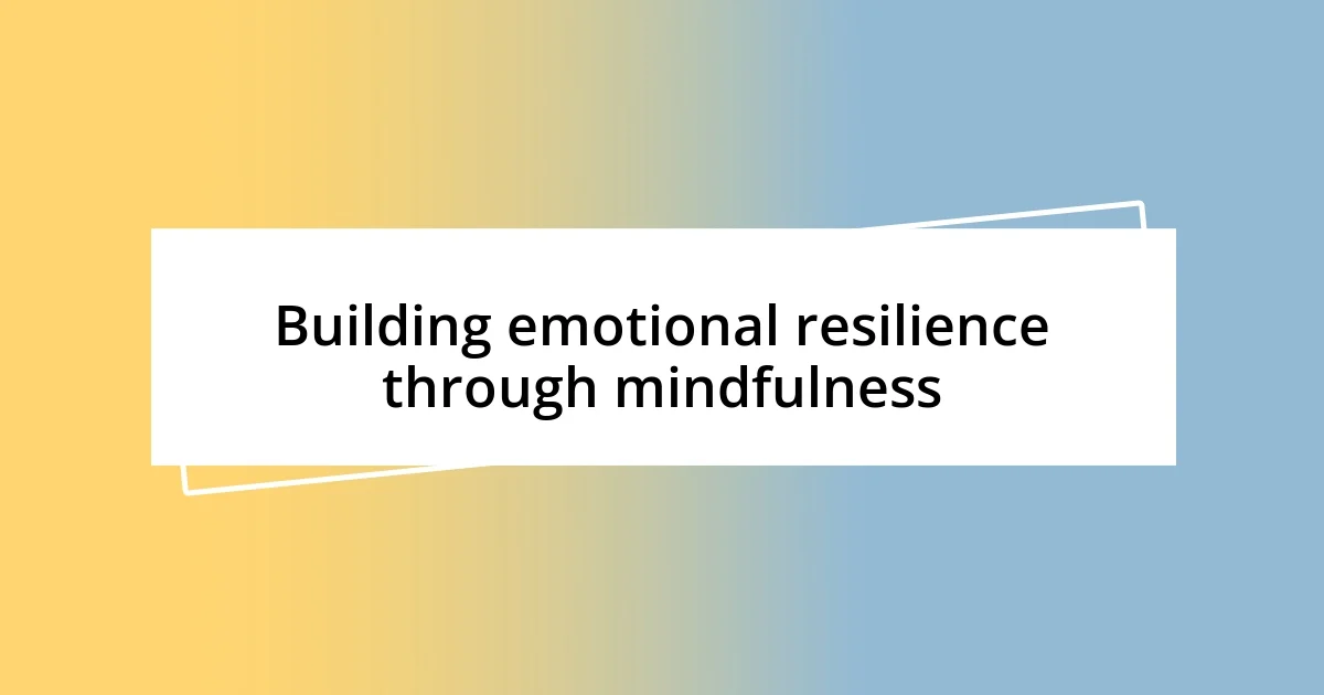 Building emotional resilience through mindfulness